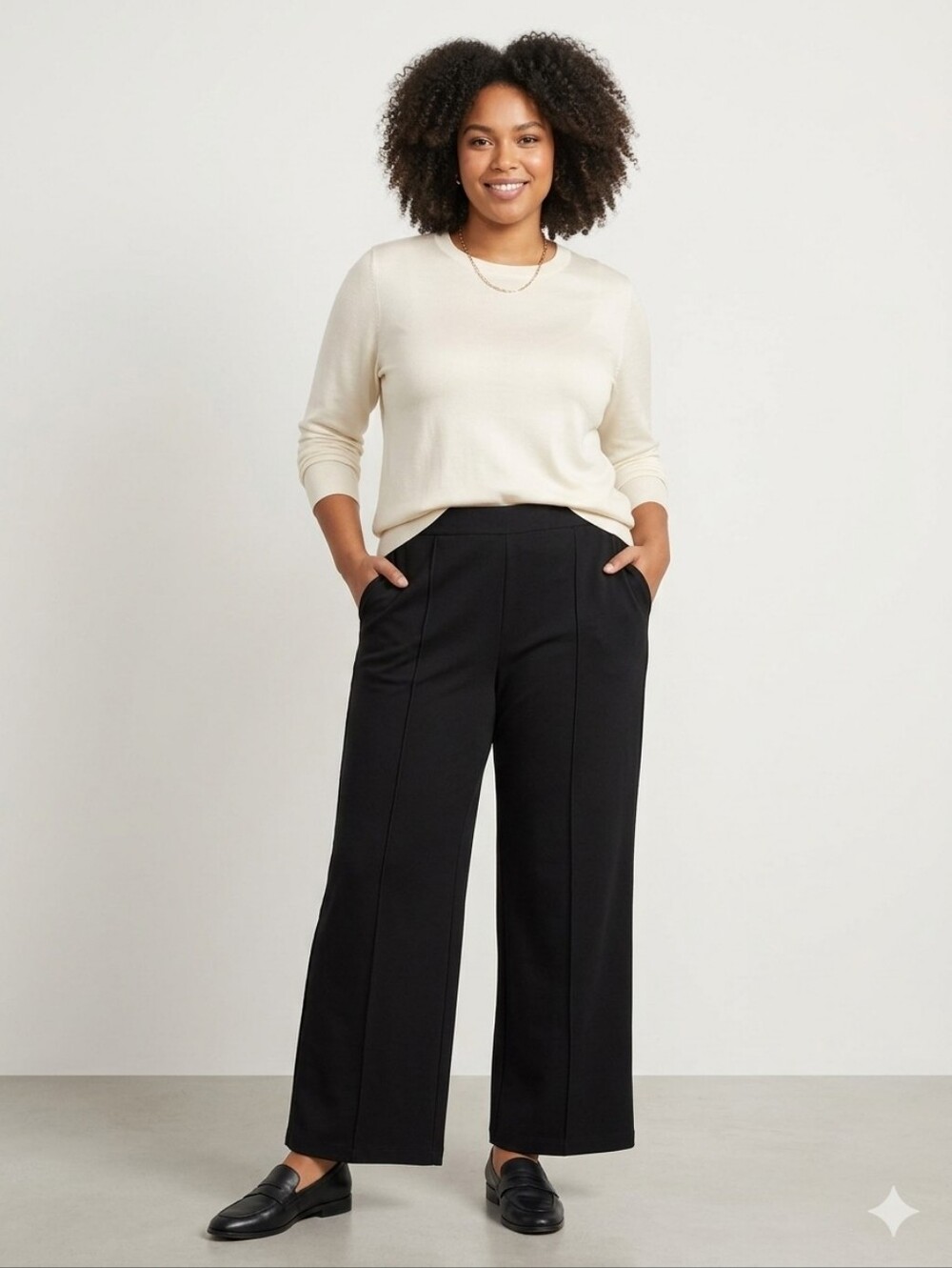 John Mark Black Wide-Leg Ponte Trousers, NWT